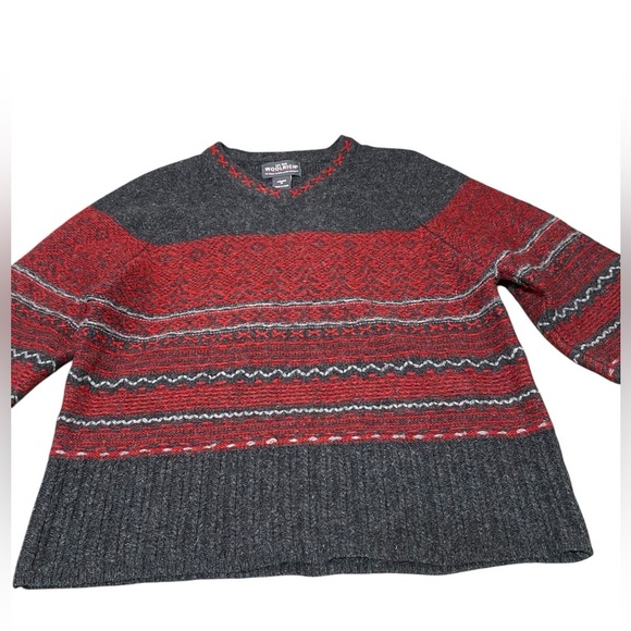 Woolrich Sweaters - WOOLRICH Sweater Red Gray Charcoal Heather 100% Wool Women’s Size M